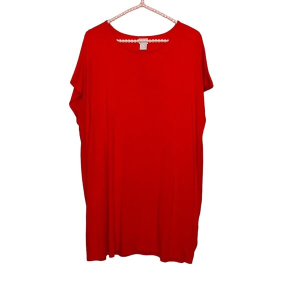 Chico's 2 Orange Touch of Cool Wedge Tunic Pullover Knit Top Shirt Large L 12 14 - Picture 4 of 7